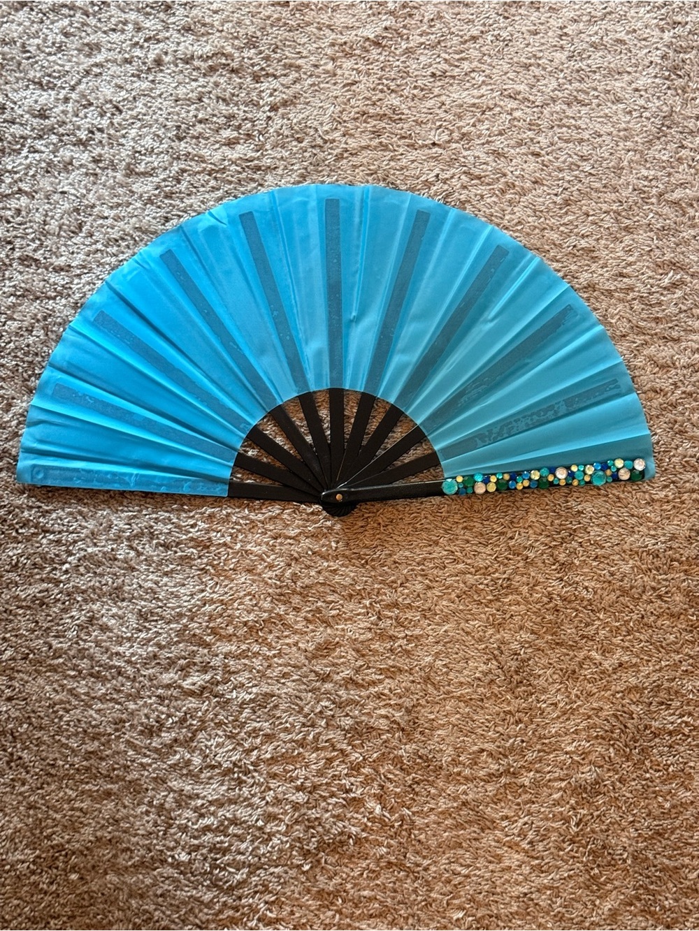 Turquoise Bling Decorative Hand Fan- Where them fans at- snap fan